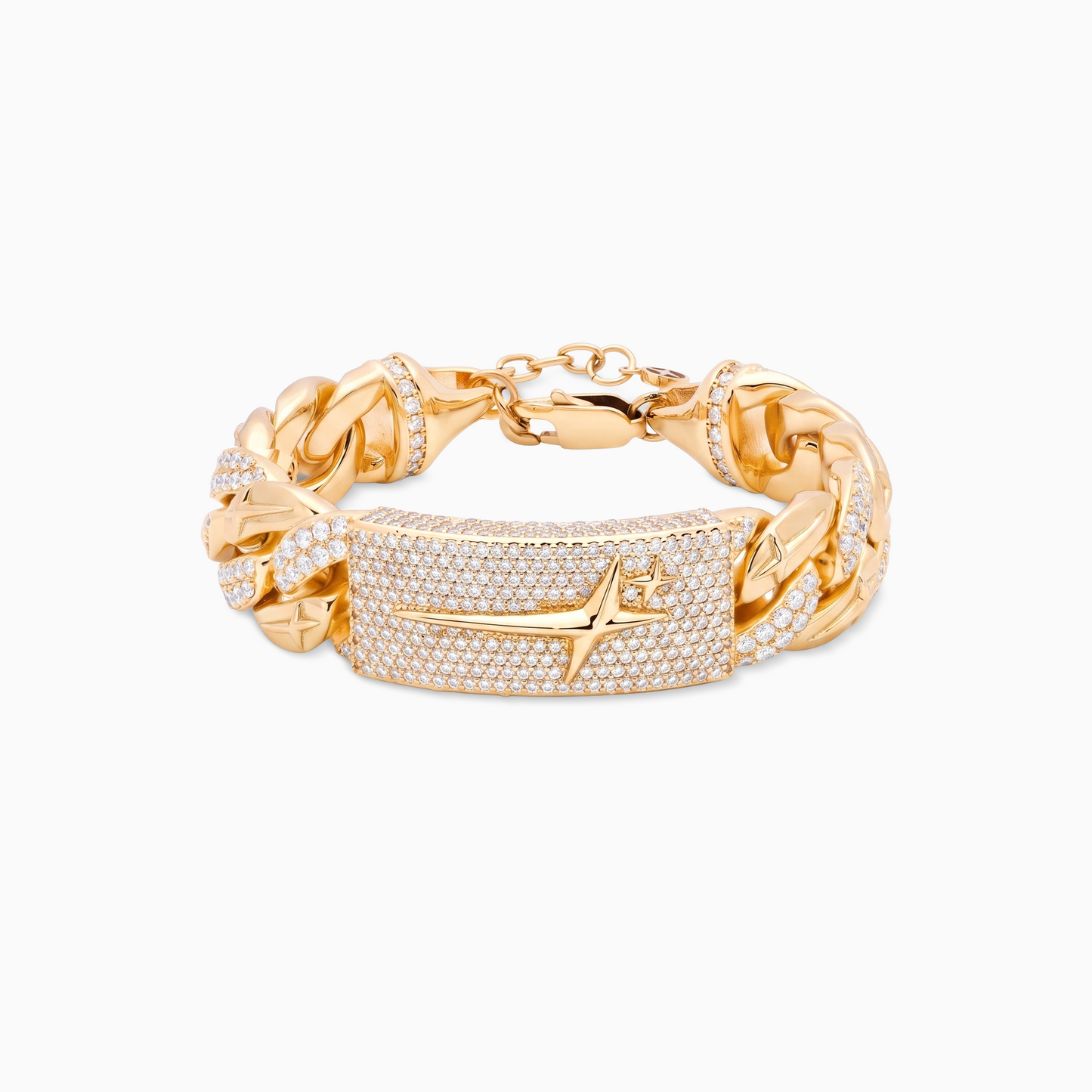 Iced Icon Cuban Link Plate Bracelet 15mm 1/2 Gold