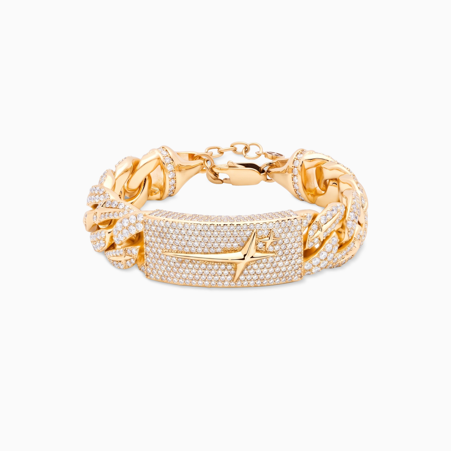Iced Icon Cuban Link Plate Bracelet 15mm Gold