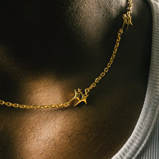 Gold double star chain