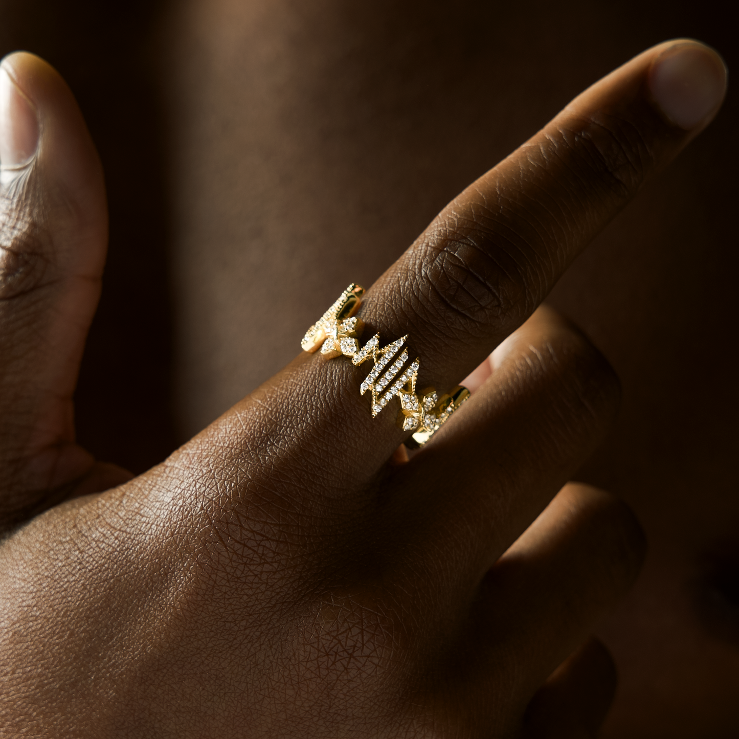 Iced MIS Ring - Gold