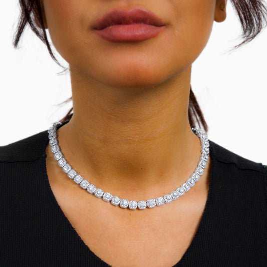 Clustered tennis chain 6mm silver