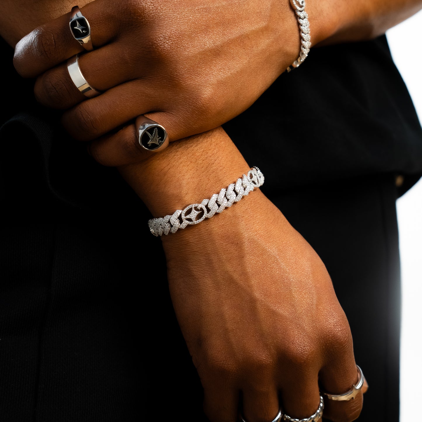 Signature Prong link Bracelet 10mm Silver