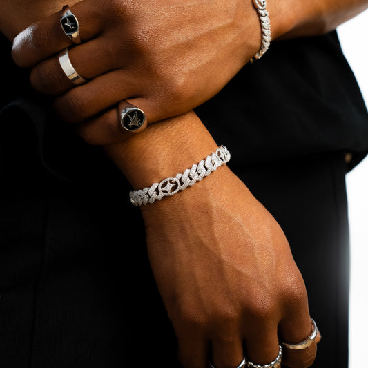 Signature Prong link Bracelet 10mm Silver