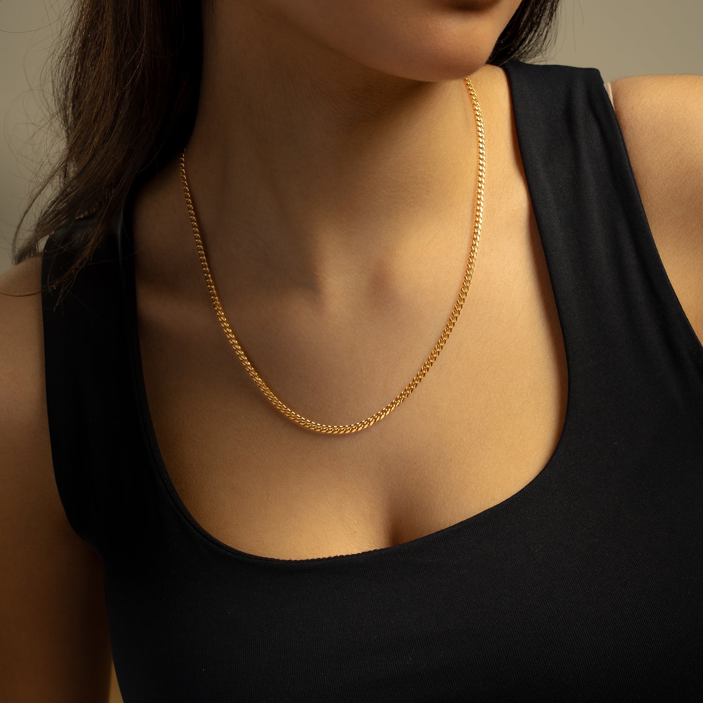 Cuban link chain 3 mm gold