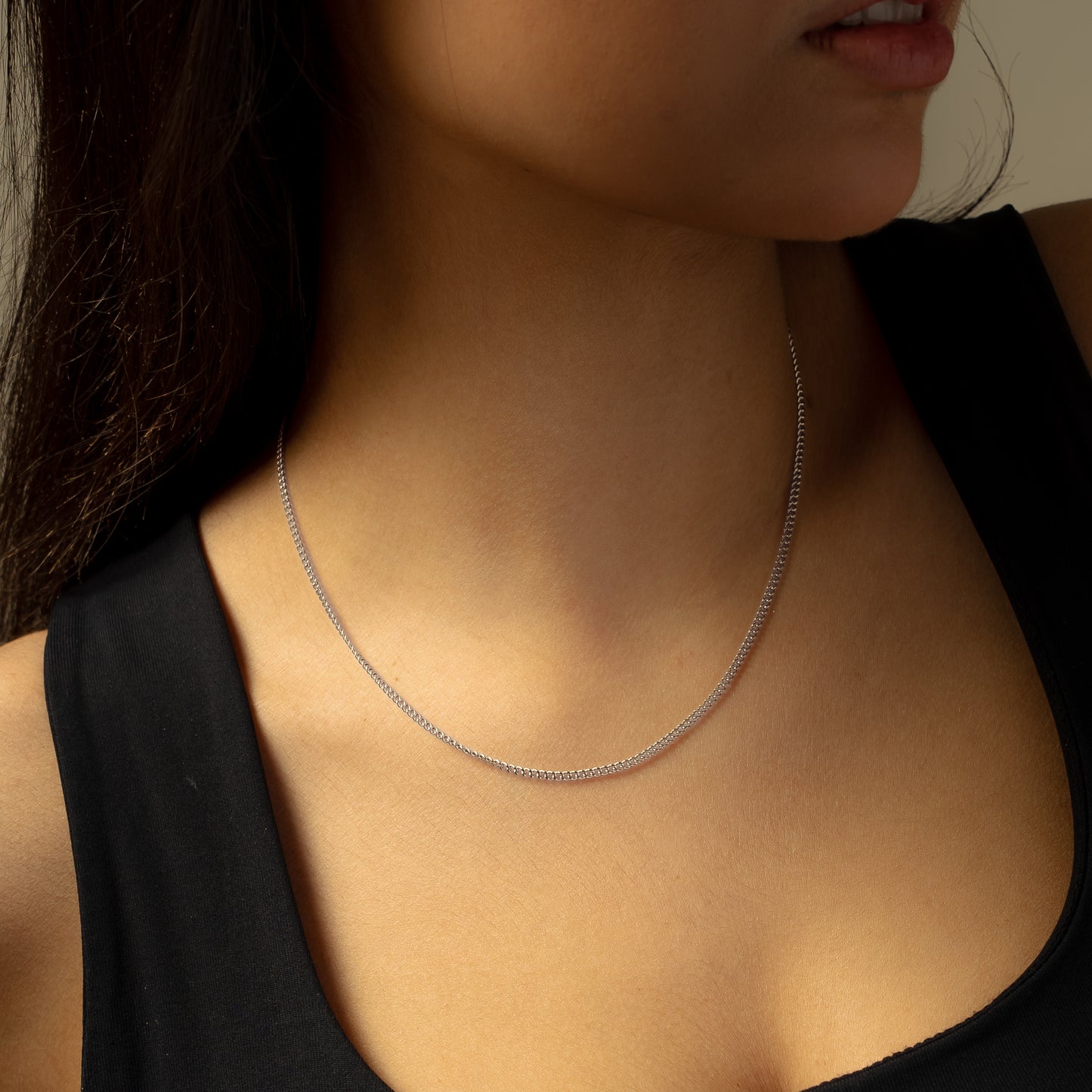 Chaîne Cuban link 2 mm argentée