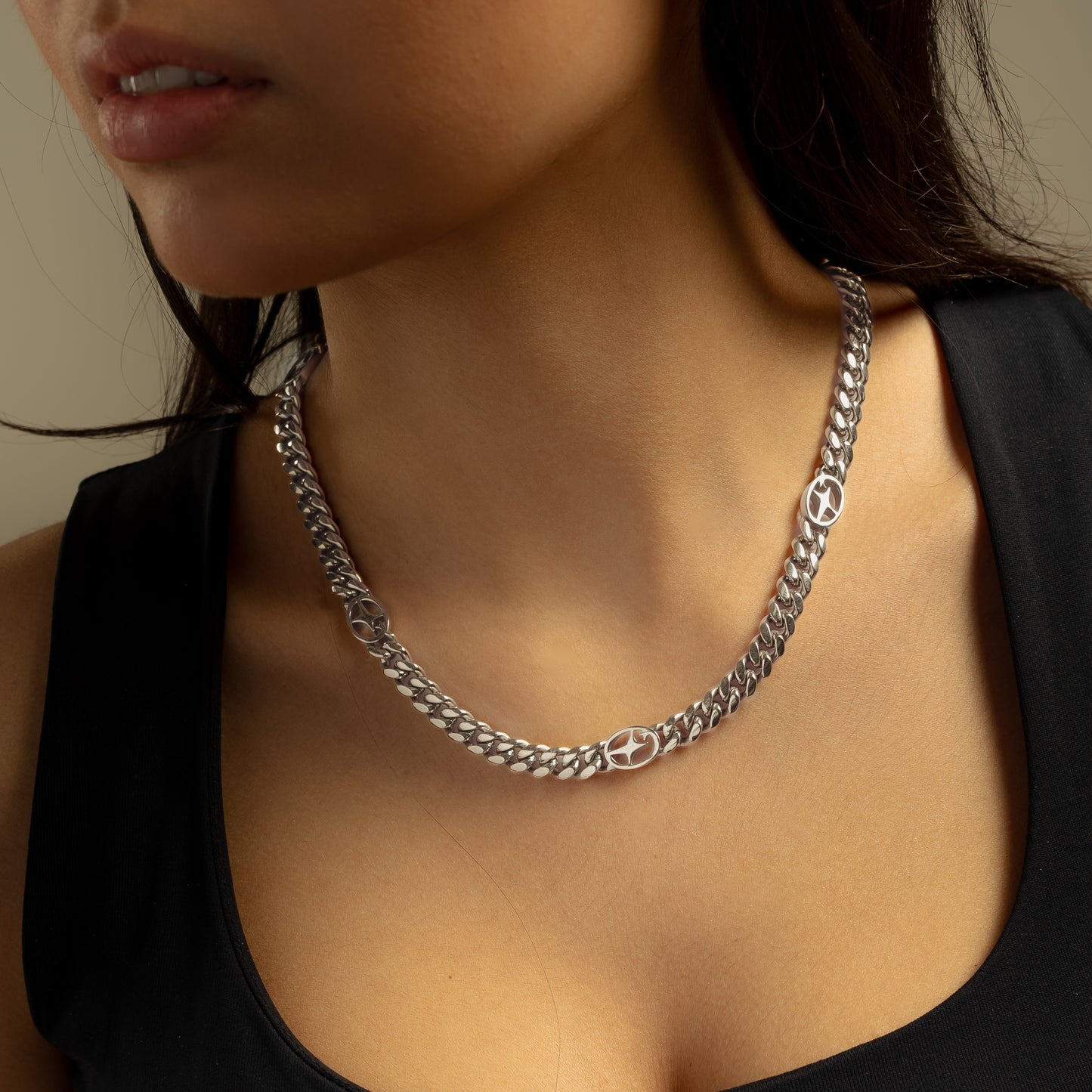 Cuban link chain 8 mm Signature Silver