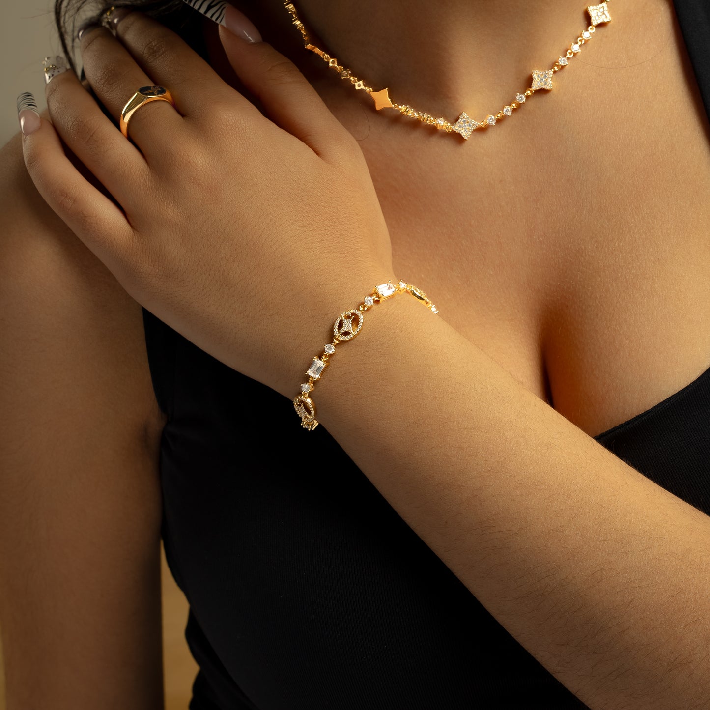 Gold signature Iced bracelet