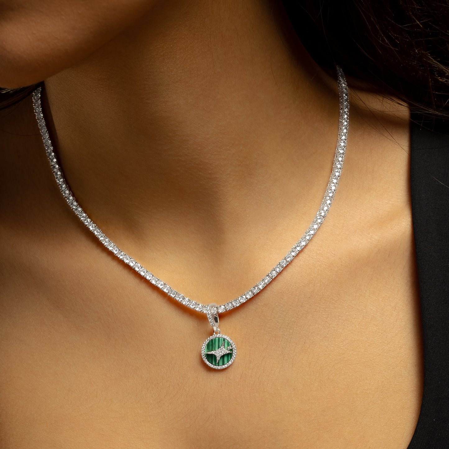 Médaillon Signature Argenté - Motif Vert