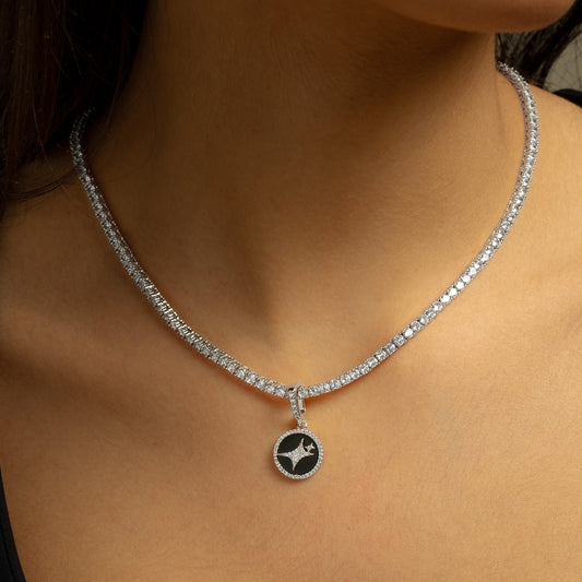 Silver Signature Medallion - Black Pattern