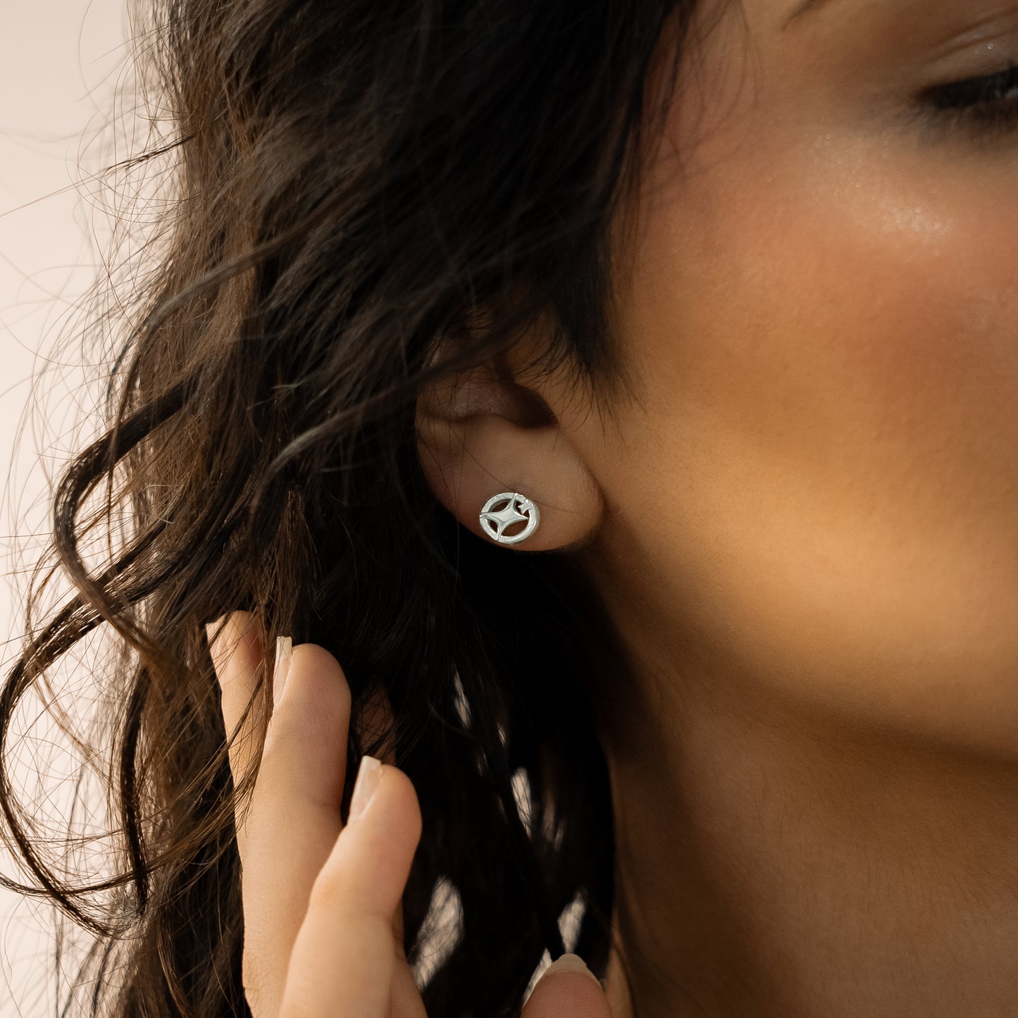 Round signature earrings argentées