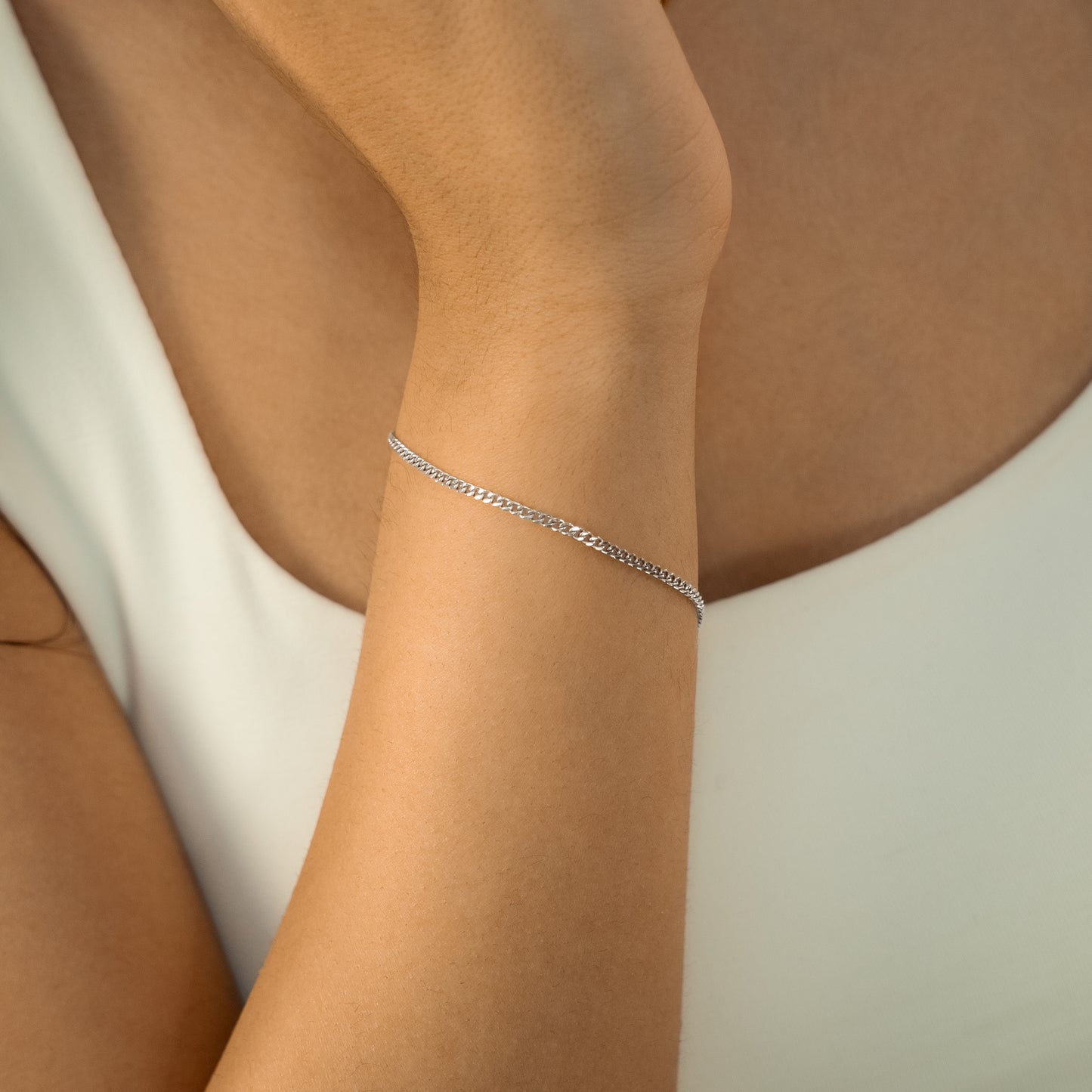 Cuban link bracelet 2 mm silver