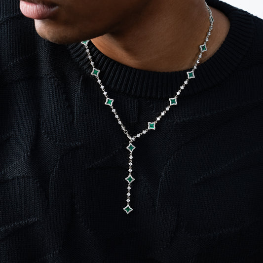 Lariat Flower Tennis Silver - Green Pattern