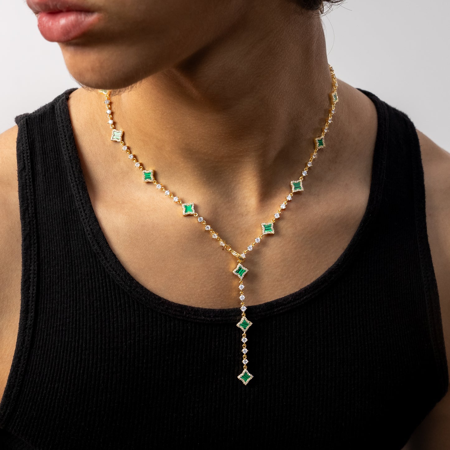 Lariat Flower Tennis Gold - Green Pattern