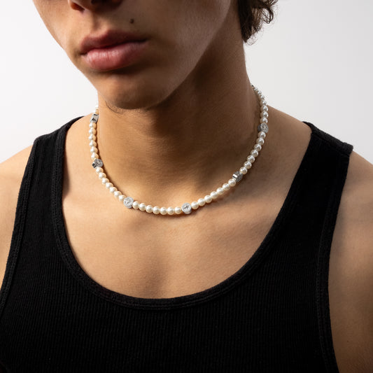 Silver Monogram Pearl Chain