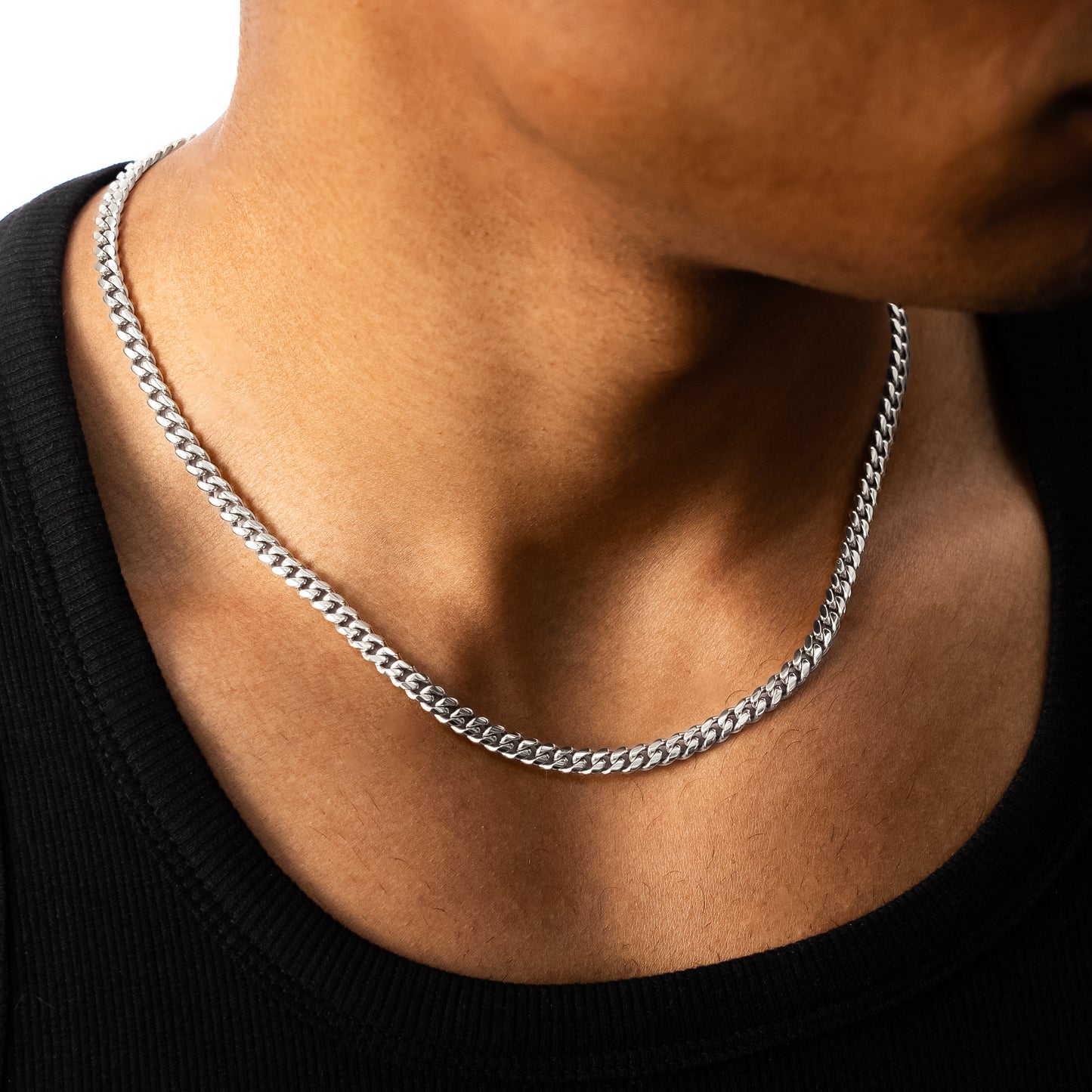 Chaîne Cuban link 5 mm argentée