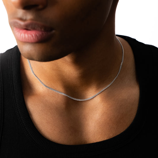 Cuban link chain 2 mm silver
