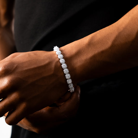 Clustered tennis bracelet 6mm silver