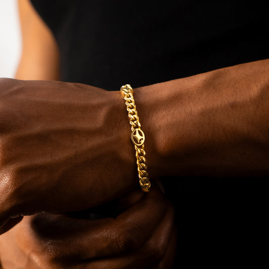 Cuban link bracelet 6 mm Signature Gold