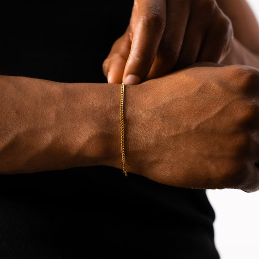 Cuban link bracelet 2 mm gold