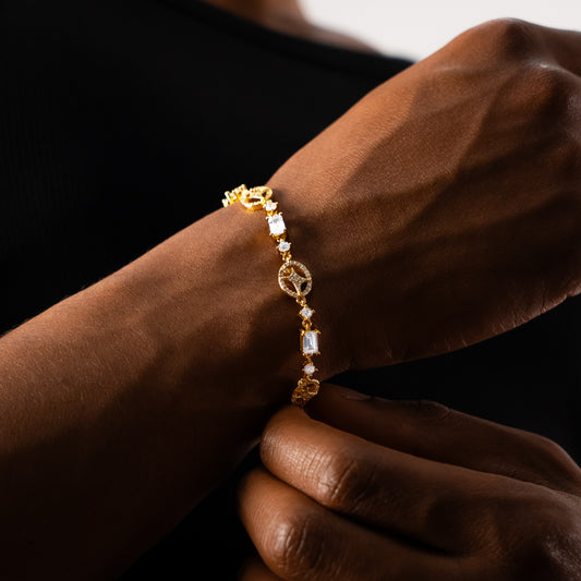 Gold signature Iced bracelet