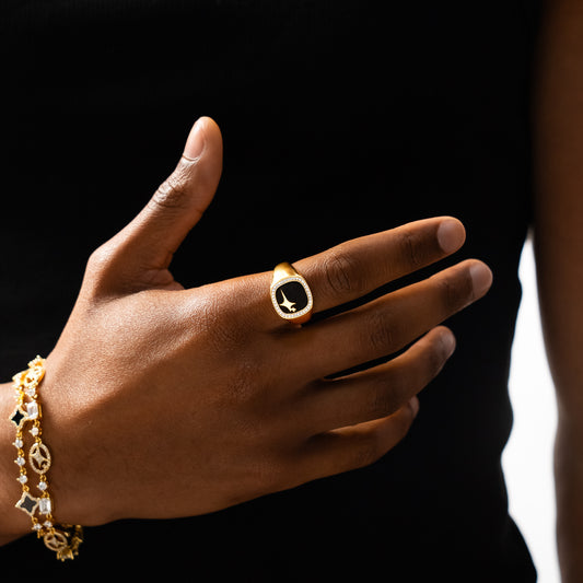 Iced Raw ring Gold - Black Pattern