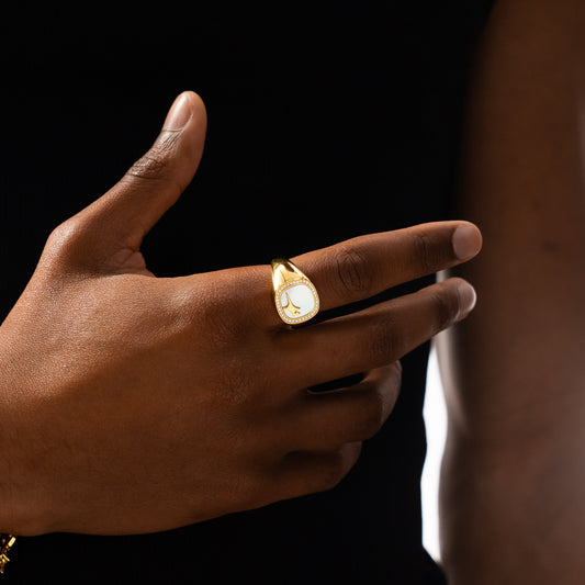 Iced Raw ring Gold - White Pattern