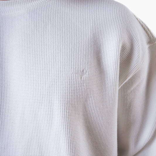Make it Shine waffle sweater White