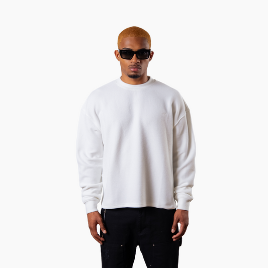 Make it Shine waffle sweater White