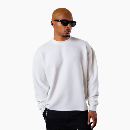 Make it Shine waffle sweater White