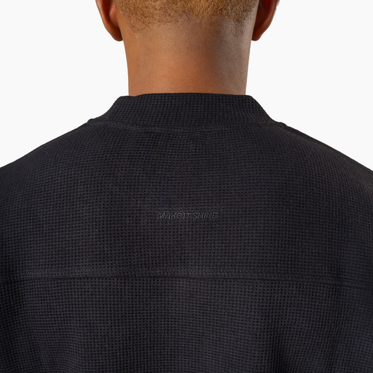 Make it Shine waffle sweater Black