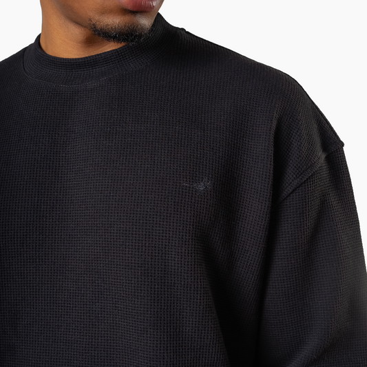 Make it Shine waffle sweater Black