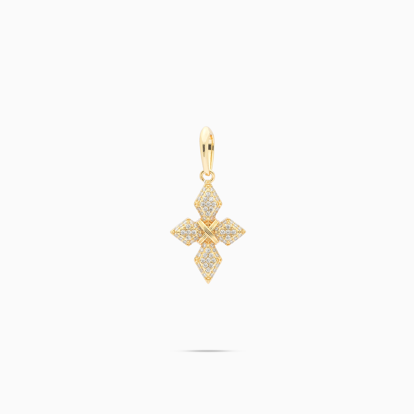 Iced Crossed Star Pendant - Gold