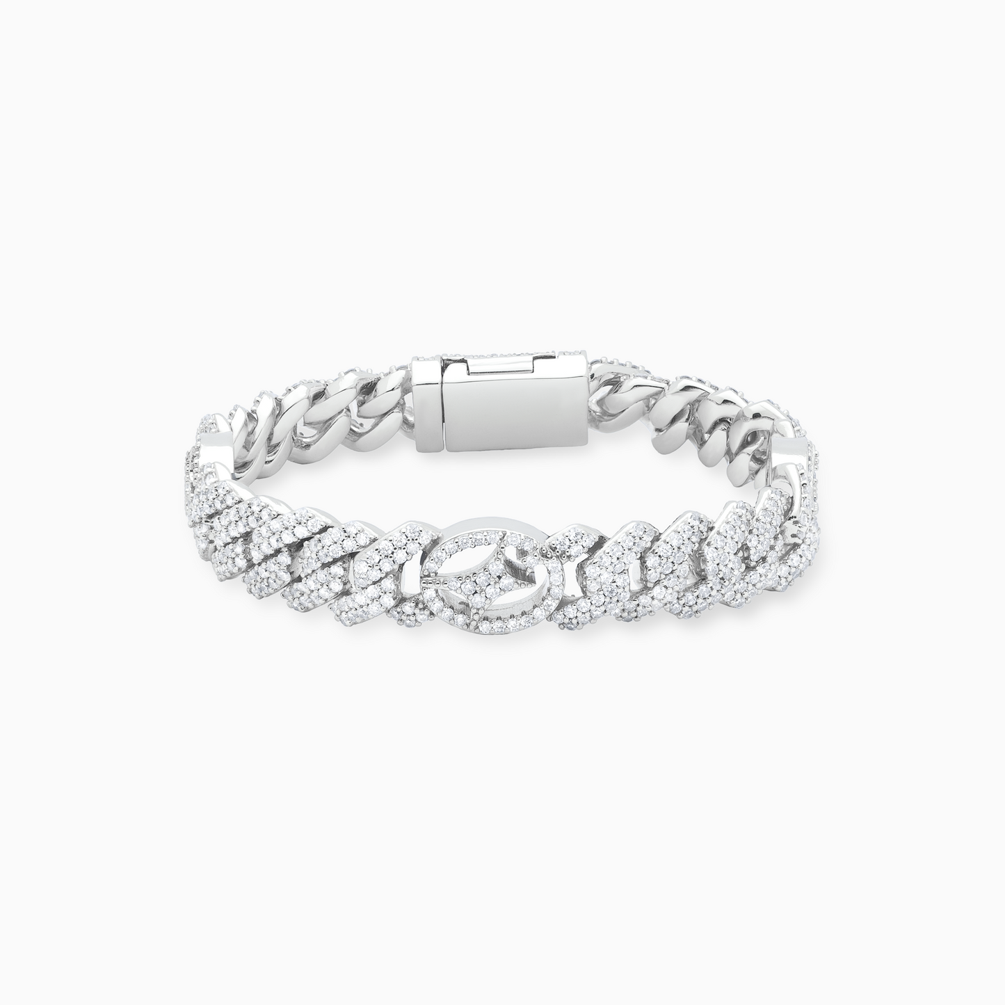 Signature Prong link Bracelet 10mm Silver
