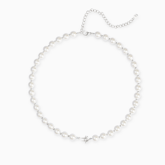 Silver Pearl Double Stars Chain