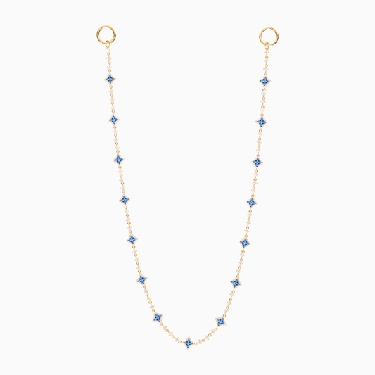 Wallet Chain Flower Tennis Dorée - Pierres Bleues