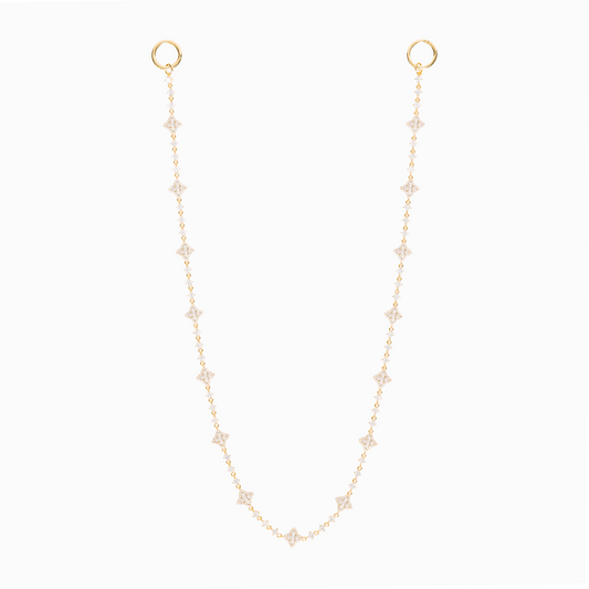 Wallet Chain Flower Tennis Dorée - Pierres Blanches