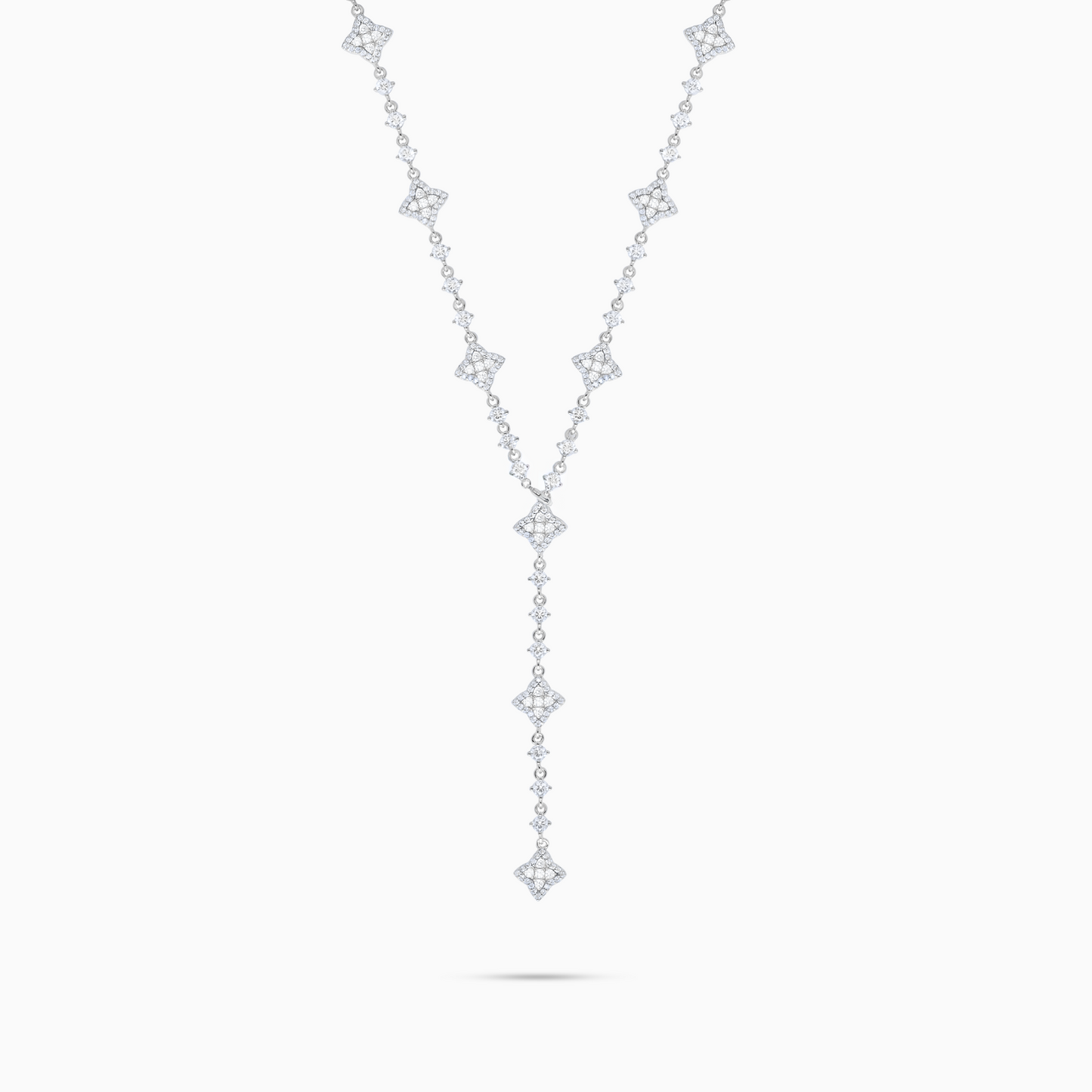 Lariat Flower Tennis Silver - White Stones