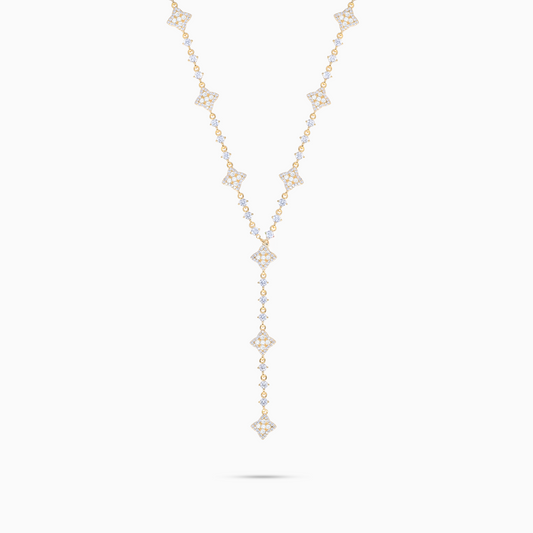 Lariat Flower Tennis Gold - White Stones
