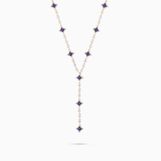 Lariat Flower Tennis Gold - Purple Stones