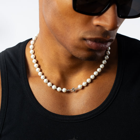 Silver Pearl Double Stars Chain