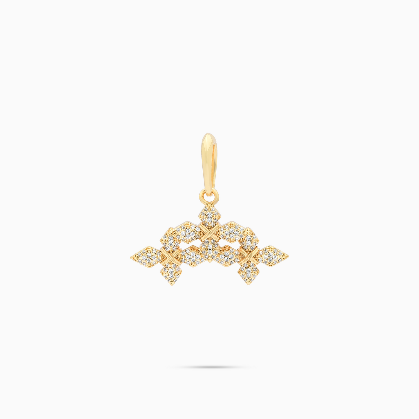 Iced Triple Crossed Star Pendant - Gold