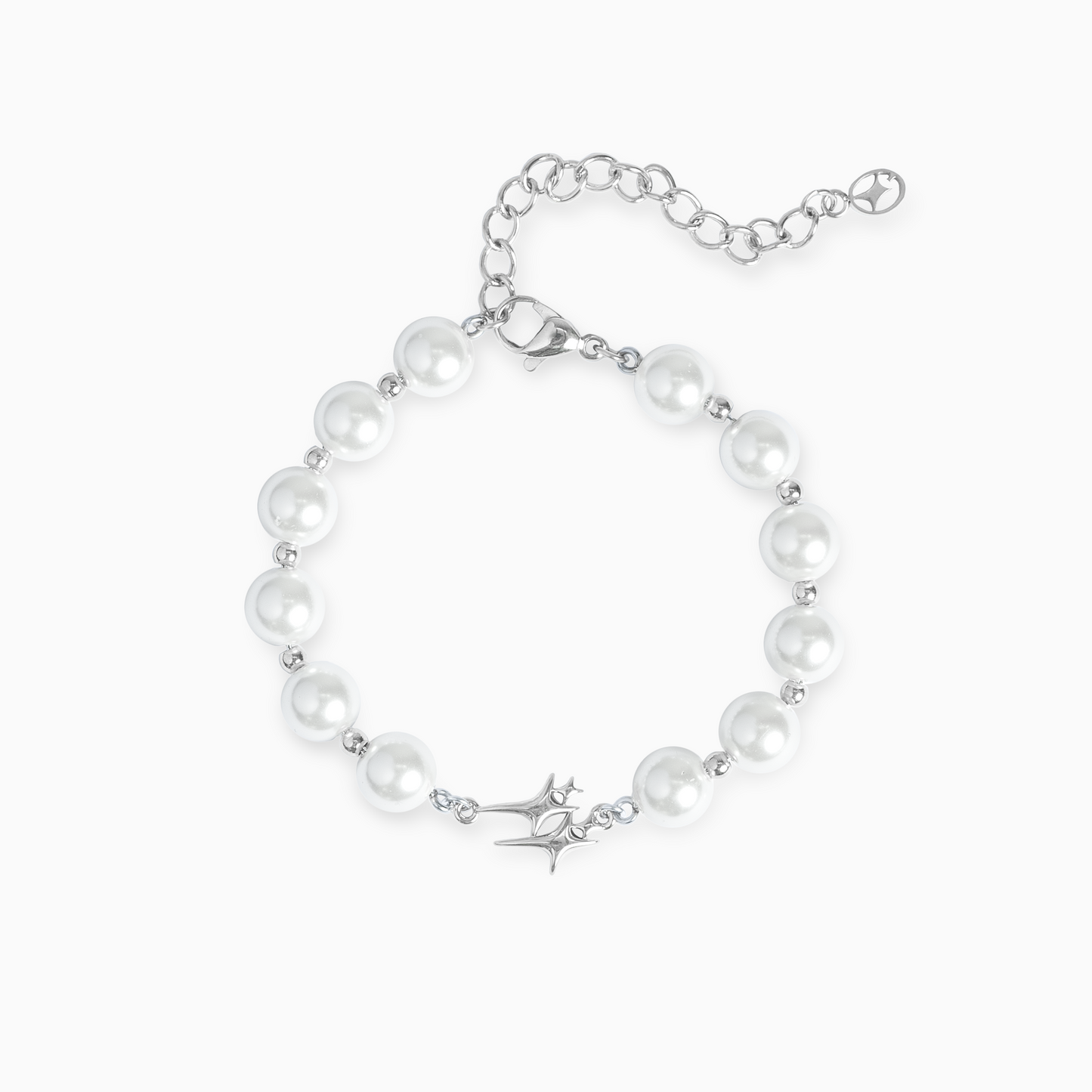 Double Stars Silver Beaded Bracelet