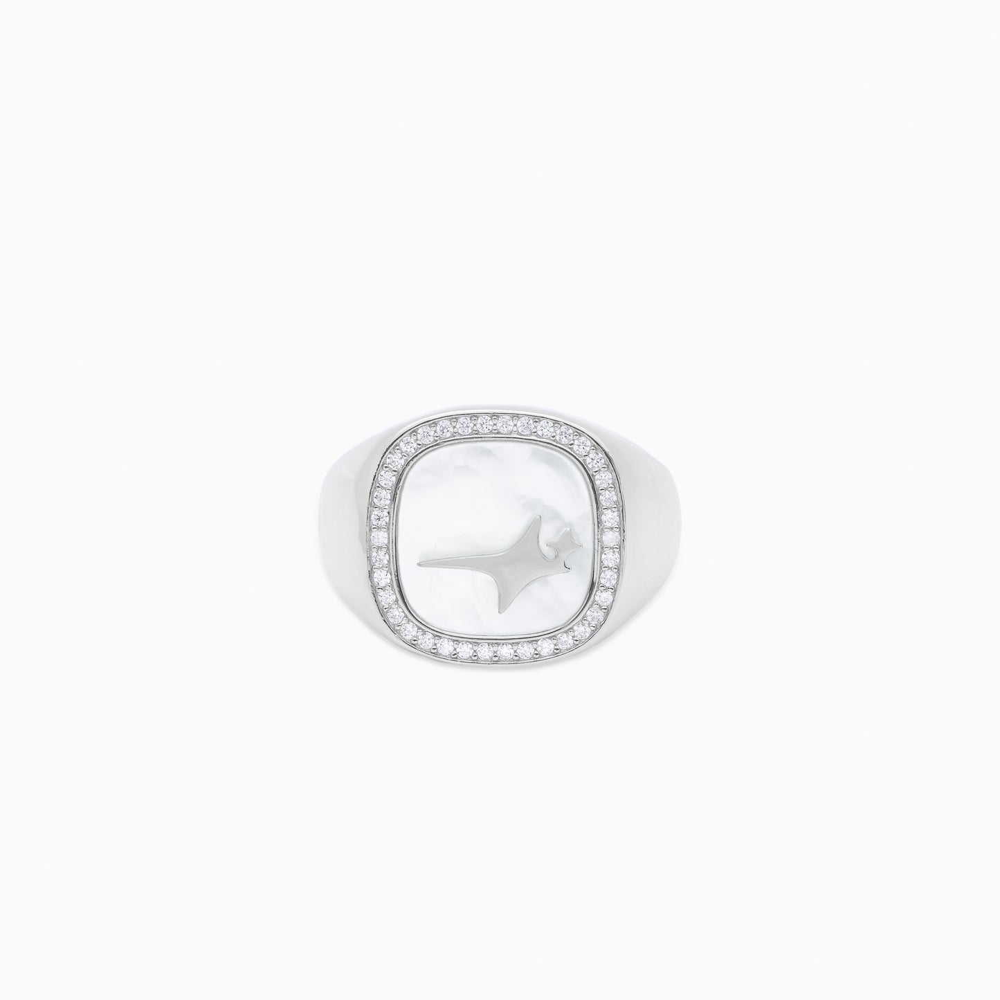 Iced Raw Ring Silver - White Pattern