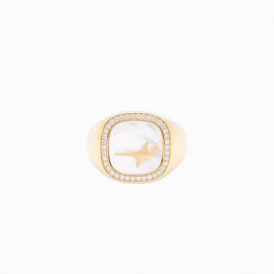 Iced Raw ring Gold - White Pattern