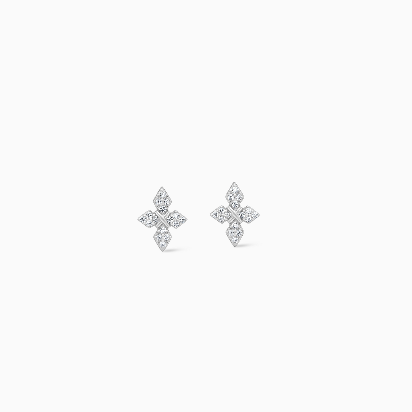 Iced Crossed Star Studs - Silver