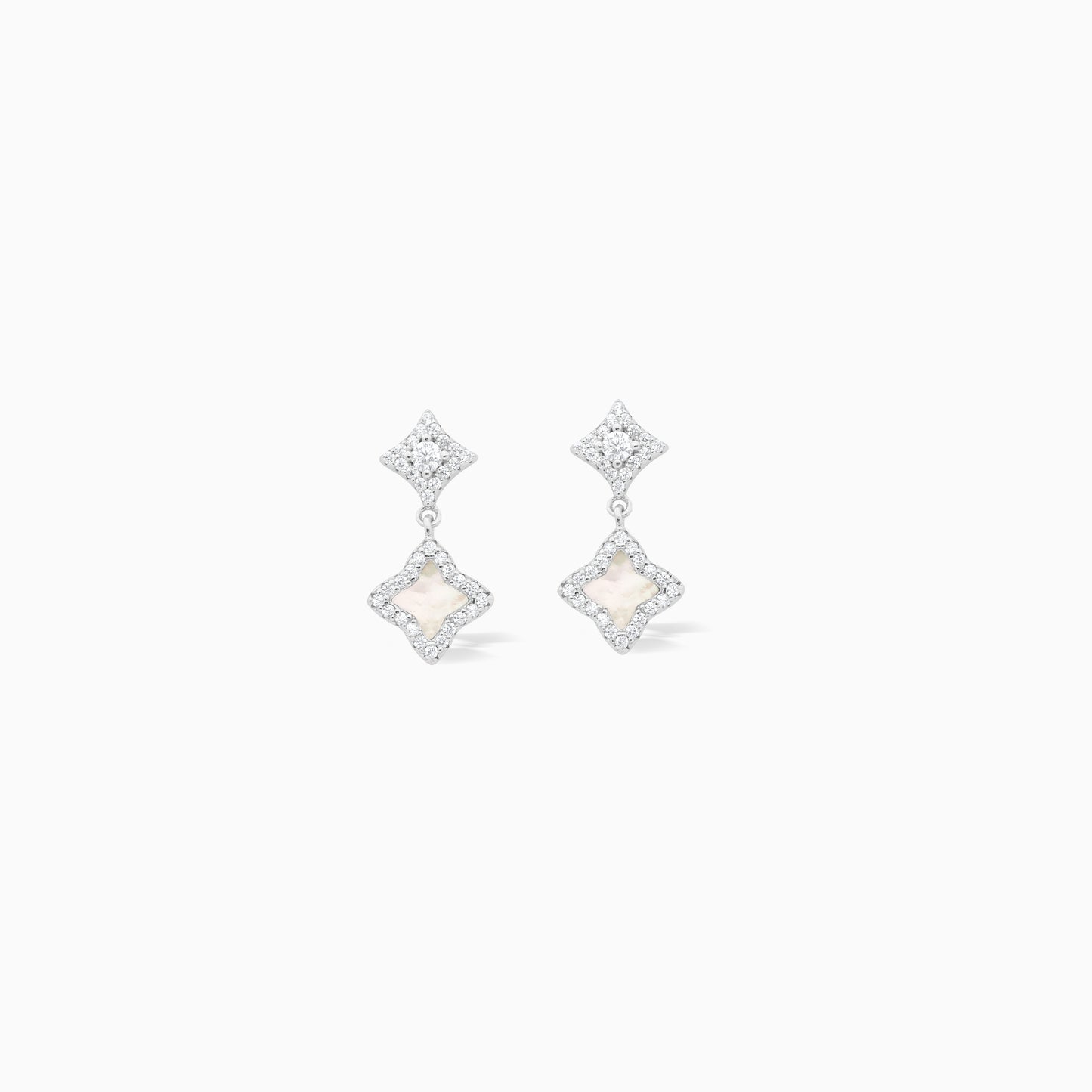 Stars & Flowers silver earrings - White