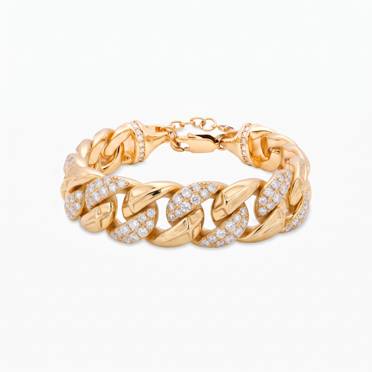 Bracelet Iced Icon Cuban link 15mm 1/2 - Doré