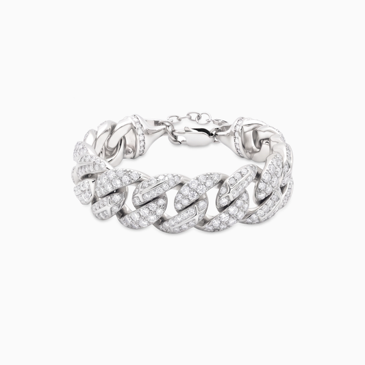 Bracelet Iced Icon Cuban link 15mm - Argenté