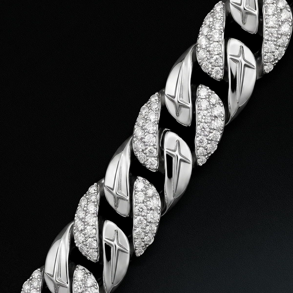 Bracelet Iced Icon Cuban link Plate 15mm 1/2 Argenté