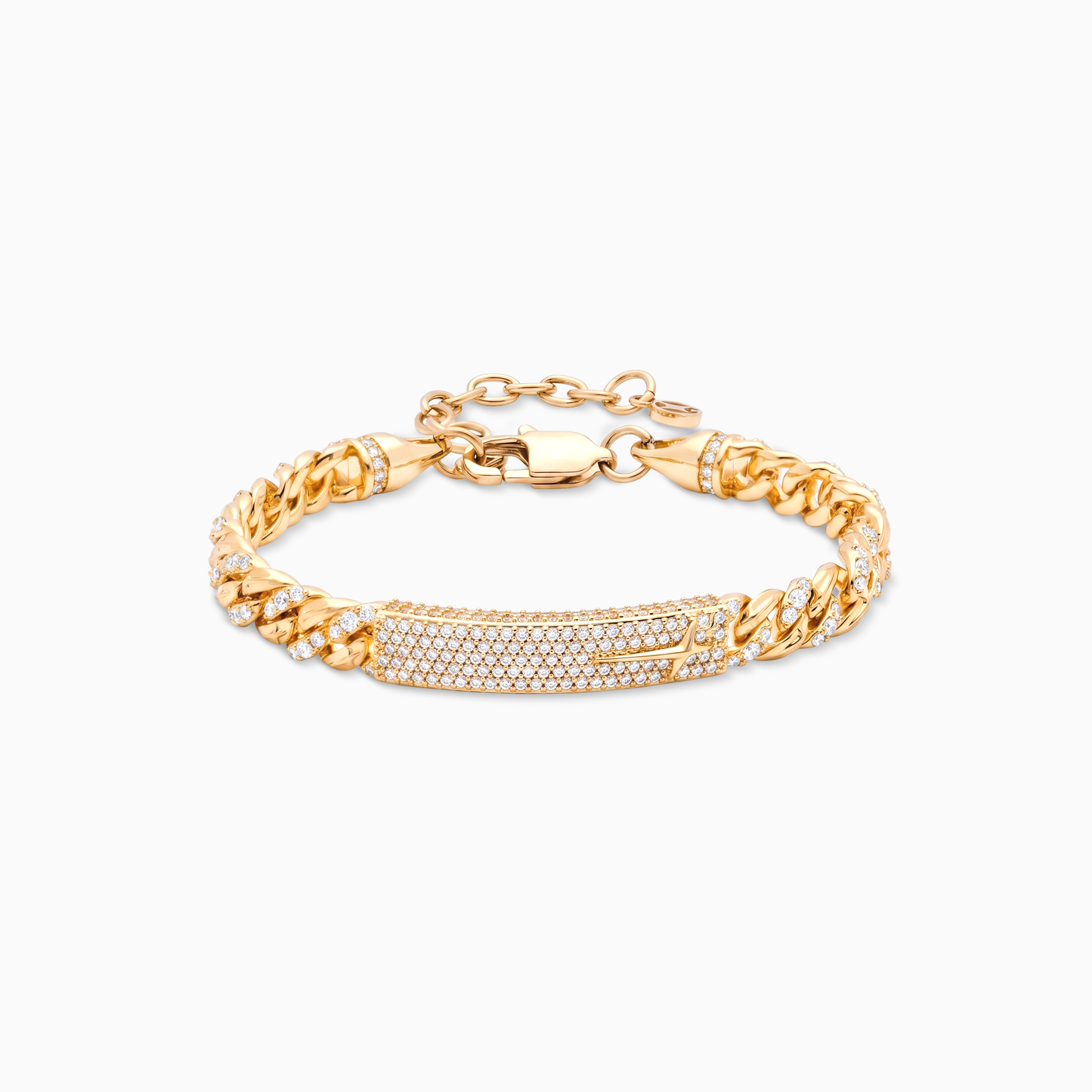 Iced Icon Cuban Link Plate Bracelet 6mm 1/2 Gold